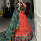 Lorenvalley Red Tussar Silk Lehenga Leheriya Patola Print Border With Choli Bandhej Print With Bandhej Print Gotta Patti Lace Border Dupatta | Swadesiicart