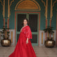 Lorenvalley Red Rayon Fabric with Designer Lace Gown | Swadesiicart