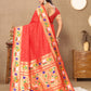 Lorenvalley Fashion Red Soft Paithani Silk Woven Design Rich Zari Meenakari Weaving Saree - Swadesiicart