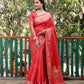Lorenvalley Premium Bandhej Patola Silk Sarees with kanchi Borders and Contrast Zari Weaving borders Saree - Red - Swadesiicart