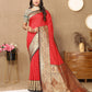 Lorenvalley Fashion Red Soft Silk weaving Design Rich Zari Weaving Saree - Swadesiicart