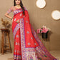 Lorenvalley Fashion Red Soft Paithani Silk Woven Design Rich Meenakari Zari Weaving Pallu Saree - Swadesiicart