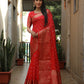 Lorenvalley Premium Pure Handmade Bandhej Kanjivaram silk saree with Zari Weaving Rich Pallu saree - Red - Swadesiicart