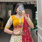 Lorenvalley White And Red Pure Cotton Leheriya With Patola Print Lehenga Choli With Dupatta | Swadesiicart