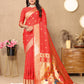 Lorenvalley Fashion Red Soft Paithani Silk Woven Design Rich Zari Meenakari Weaving Saree - Swadesiicart