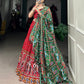 Lorenvalley Red Dola Silk Patola Print With Gamthi Work Lace Border Lehenga Choli with Dupatta | Swadesiicart