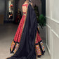 Lorenvalley Red Pure Cotton Lehenga Choli Embellishes With Gamthi Work And Mirror Work Touch Up To Make Everyone Feel The Stories Of Navratri Traditions | Swadesiicart