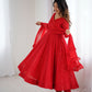 Lorenvalley Fashion Red Faux Georgette Lukhnowi Sequence Work Anarkali Kurta Pant With Dupatta Set - Swadesiicart