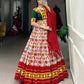 Lorenvalley Red Dola Silk and Cotton with Patola Print With Foil Work And Original Mirror Gamthi Lace Lehenga Choli | Swadesiicart