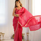Lorenvalley Ready to wear Crush Tissue Silk Fabric Fancy Boarder Premium Lace Work Predrapped Saree - Red | Swadesiicart