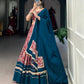 Lorenvalley Red Dola Silk and Rayon with Printed With Foil Work And Lace Touch Up Lehenga Choli | Swadesiicart