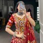 Lorenvalley Red Tussar Silk Patola Print With Foil Work And Original Mirror Gamthi Lace Lehenga Choli with Dupatta | Swadesiicart