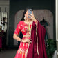 Lorenvalley Red Tussar Silk Printed Lehenga Choli | Swadesiicart