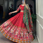 Lorenvalley Dola Silk Red Patola Print With Gamthi Work Lace Border Lehenga Choli with Dupatta | Swadesiicart