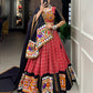 Lorenvalley Red Pure Cotton Lehenga Choli Embellishes With Gamthi Work And Mirror Work Touch Up To Make Everyone Feel The Stories Of Navratri Traditions | Swadesiicart