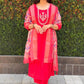 Lorenvalley Fashion Red Roman Silk Hand Work Kurta Pant with Dupatta | Swadesiicart
