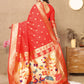 Lorenvalley Fashion Red Soft Paithani Silk Woven Design Rich Zari Meenakari Weaving Saree - Swadesiicart