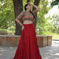Lorenvalley Red Premium Rayon Lehenga with Georgette Embroidered Traditional Thread work Choli | Swadesiicart