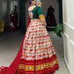 Lorenvalley Red Dola Silk and Cotton with Patola Print With Foil Work And Original Mirror Gamthi Lace Lehenga Choli | Swadesiicart