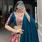 Lorenvalley Red Dola Silk and Rayon with Printed With Foil Work And Lace Touch Up Lehenga Choli | Swadesiicart