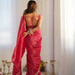 Lorenvalley Ready to wear Crush Tissue Silk Fabric Fancy Boarder Premium Lace Work Predrapped Saree - Red | Swadesiicart