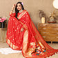 Lorenvalley Fashion Red Soft Paithani Silk Woven Design Rich Zari Meenakari Weaving Saree - Swadesiicart