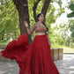 Lorenvalley Red Premium Rayon Lehenga with Georgette Embroidered Traditional Thread work Choli | Swadesiicart