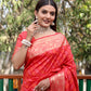 Lorenvalley Premium Bandhej Patola Silk Sarees with kanchi Borders and Contrast Zari Weaving borders Saree - Red - Swadesiicart