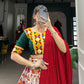Lorenvalley Red Dola Silk and Cotton with Patola Print With Foil Work And Original Mirror Gamthi Lace Lehenga Choli | Swadesiicart