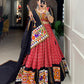 Lorenvalley Red Pure Cotton Lehenga Choli Embellishes With Gamthi Work And Mirror Work Touch Up To Make Everyone Feel The Stories Of Navratri Traditions | Swadesiicart