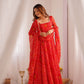 Lorenvalley Women Soft Lightweight Chiffon Bandhej Print Fabric Anarkali Kurta Pant With Dupatta Set - Swadesiicart