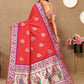 Lorenvalley Fashion Red Soft Paithani Silk Woven Design Rich Meenakari Zari Weaving Pallu Saree - Swadesiicart