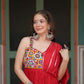 Lorenvalley Red Rayon Fabric with Designer Lace Gown | Swadesiicart