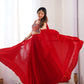 Lorenvalley Red Faux Georgette Stitched Lehenga Embroidery Blouse with Dupatta | Swadesiicart