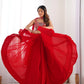 Lorenvalley Red Faux Georgette Stitched Lehenga Embroidery Blouse with Dupatta | Swadesiicart