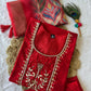 Lorenvalley Fashion Red Roman Silk Hand Work Kurta Pant with Dupatta | Swadesiicart