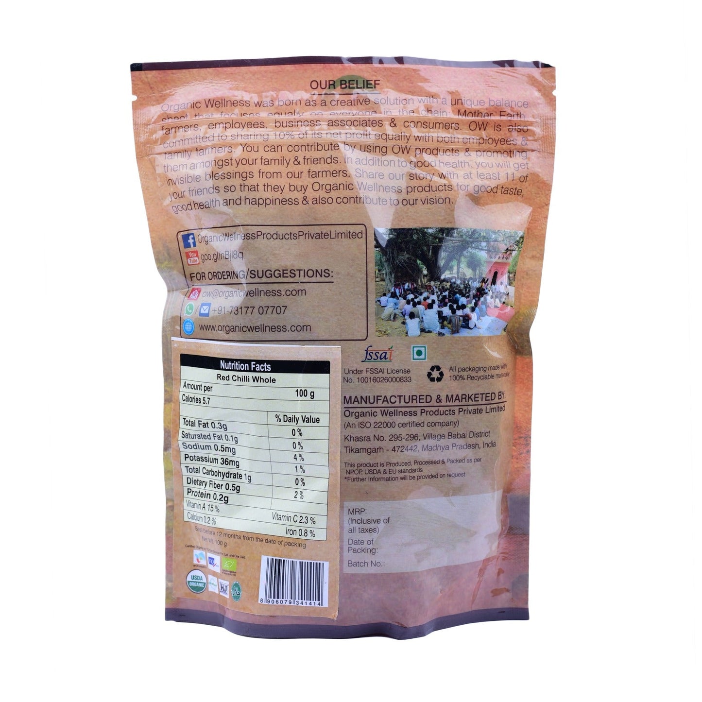 Organic Wellness Red Chilli Whole - Swadesiicart