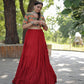 Lorenvalley Red Premium Rayon Lehenga with Georgette Embroidered Traditional Thread work Choli | Swadesiicart