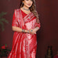 Anaita Red Zari Weaving Work Satin Silk Saree With Blouse