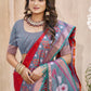 Anaita Red Pochampally Silk Saree With Floral Printed Work With Blouse