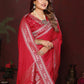 Anaita Red Zari Weaving Work Satin Silk Saree With Blouse