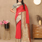 Lorenvalley Fashion Red Soft Silk weaving Design Rich Zari Weaving Saree - Swadesiicart