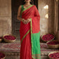 Anaita Red Cotton Printed Saree With Blouse