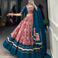 Lorenvalley Red Dola Silk and Rayon with Printed With Foil Work And Lace Touch Up Lehenga Choli | Swadesiicart