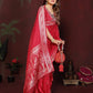 Anaita Red Zari Weaving Work Satin Silk Saree With Blouse
