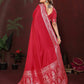 Anaita Red Zari Weaving Work Satin Silk Saree With Blouse