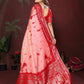 Anaita Red Zari Weaving Work Satin Silk Saree With Blouse