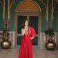 Lorenvalley Red Rayon Fabric with Designer Lace Gown | Swadesiicart