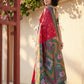 Anaita Red Pochampally Printed Saree With Blouse
