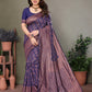 Vedant Vastram Litchi Silk Banarasi Silk Saree - Navy | Swadesiicart